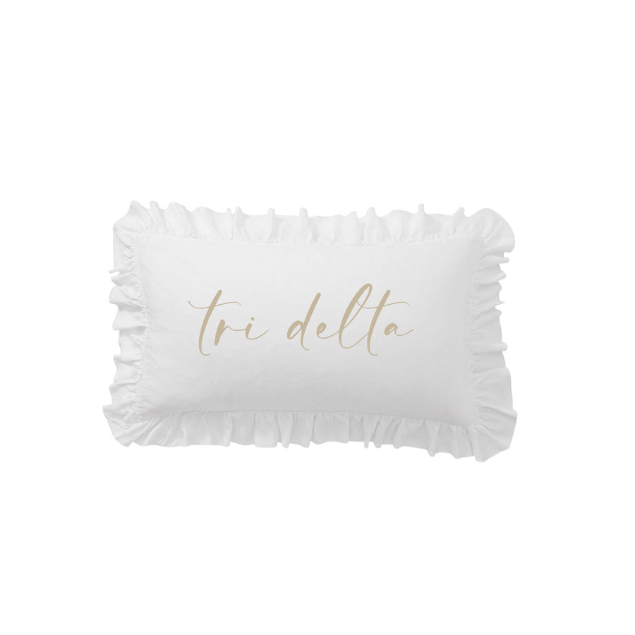 Sorority Script Nickname Scalloped Ruffle Pillow Cover