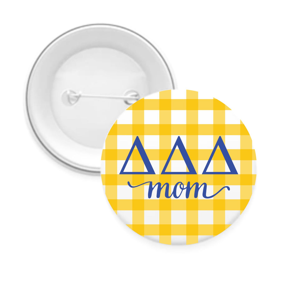 Sorority & Sorority Mom Greek Letter Gingham Buttons