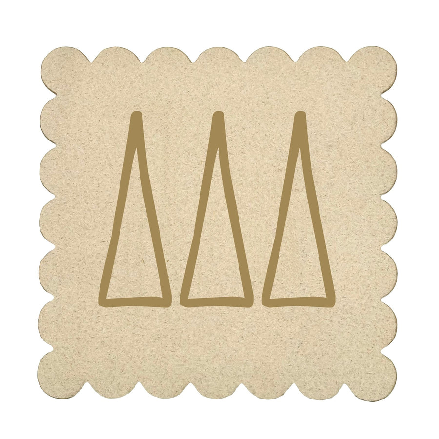 Delta Delta Delta Sorority Scalloped Faux Suede Coasters