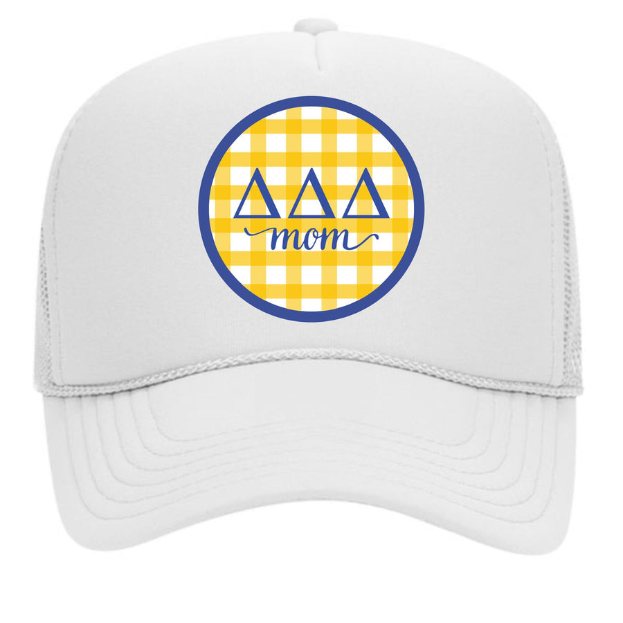 Sorority & Sorority Mom Greek Letter Hats with Gingham Design in Sorority Colors