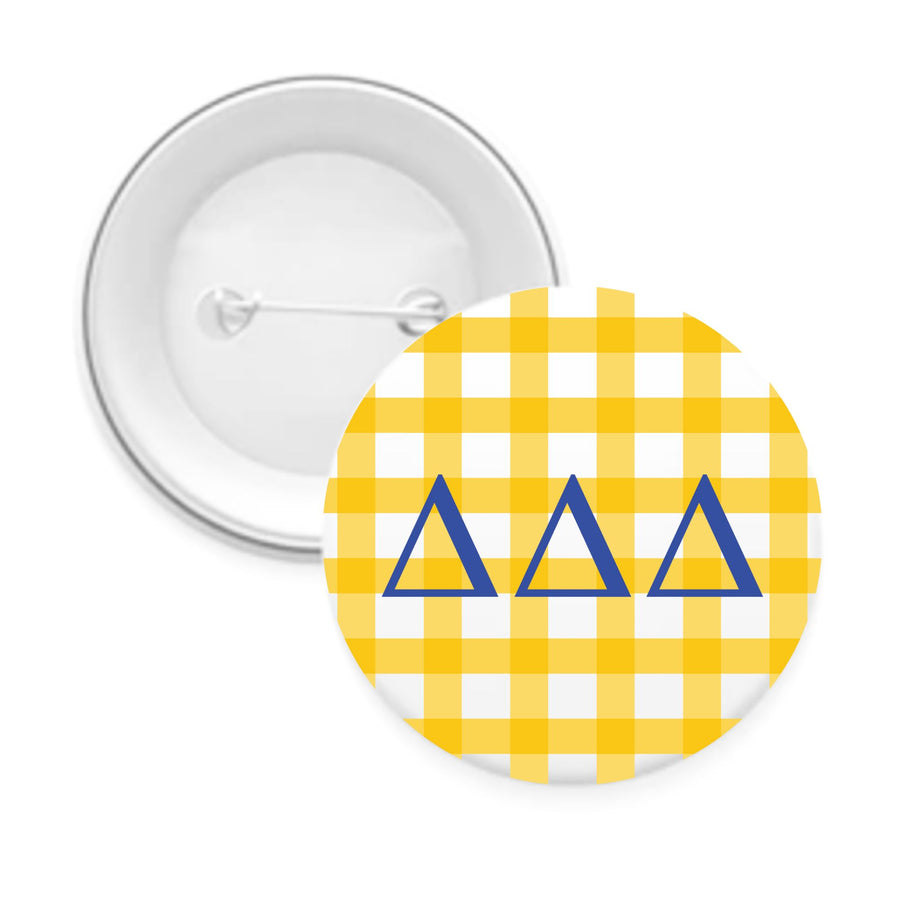 Sorority & Sorority Mom Greek Letter Gingham Buttons