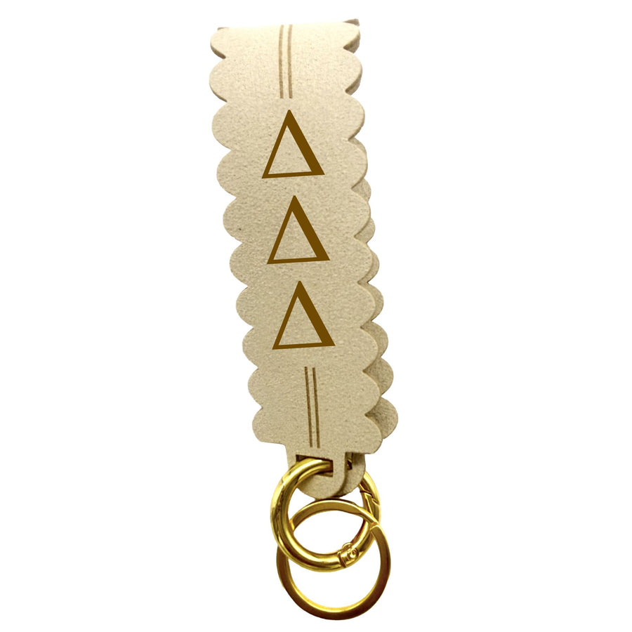Delta Delta Delta Greek Letter Faux Suede Wristlet Keychain