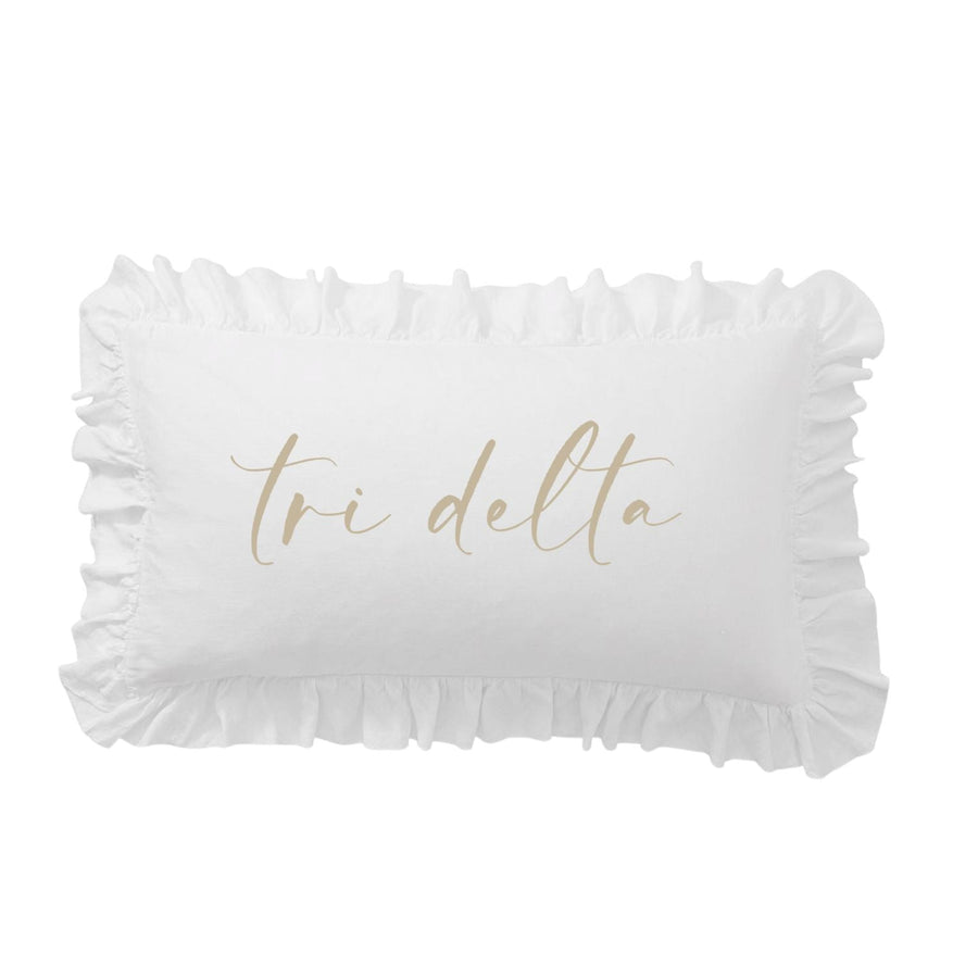 Sorority Script Nickname Scalloped Ruffle Pillow Cover