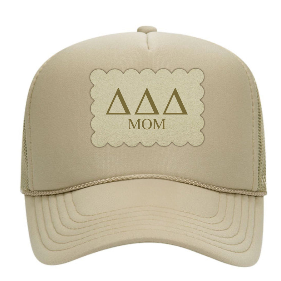 Delta Delta Delta Mom Hats with Scalloped Faux Suede Patch