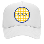 Sorority & Sorority Mom Greek Letter Hats with Gingham Design in Sorority Colors