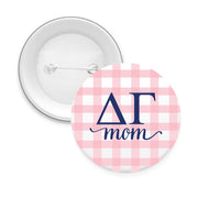 Sorority & Sorority Mom Greek Letter Gingham Buttons
