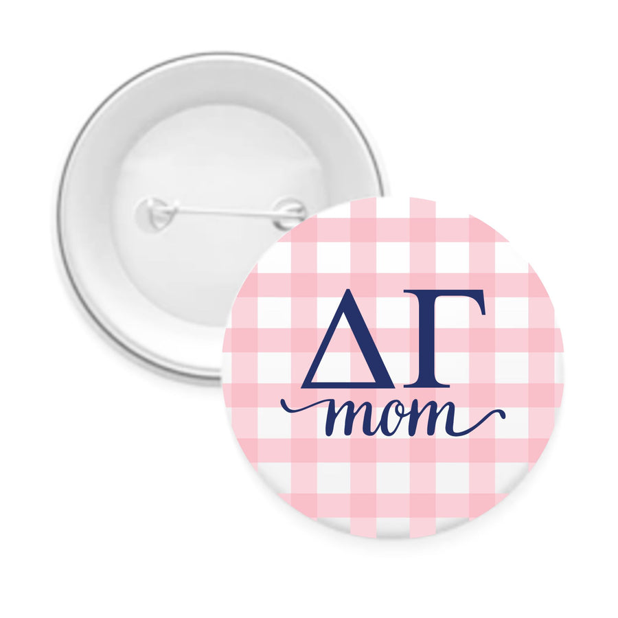 Sorority & Sorority Mom Greek Letter Gingham Buttons