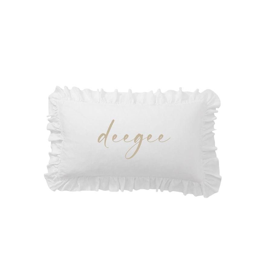 Sorority Script Nickname Scalloped Ruffle Pillow Cover