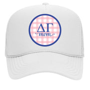 Sorority & Sorority Mom Greek Letter Hats with Gingham Design in Sorority Colors