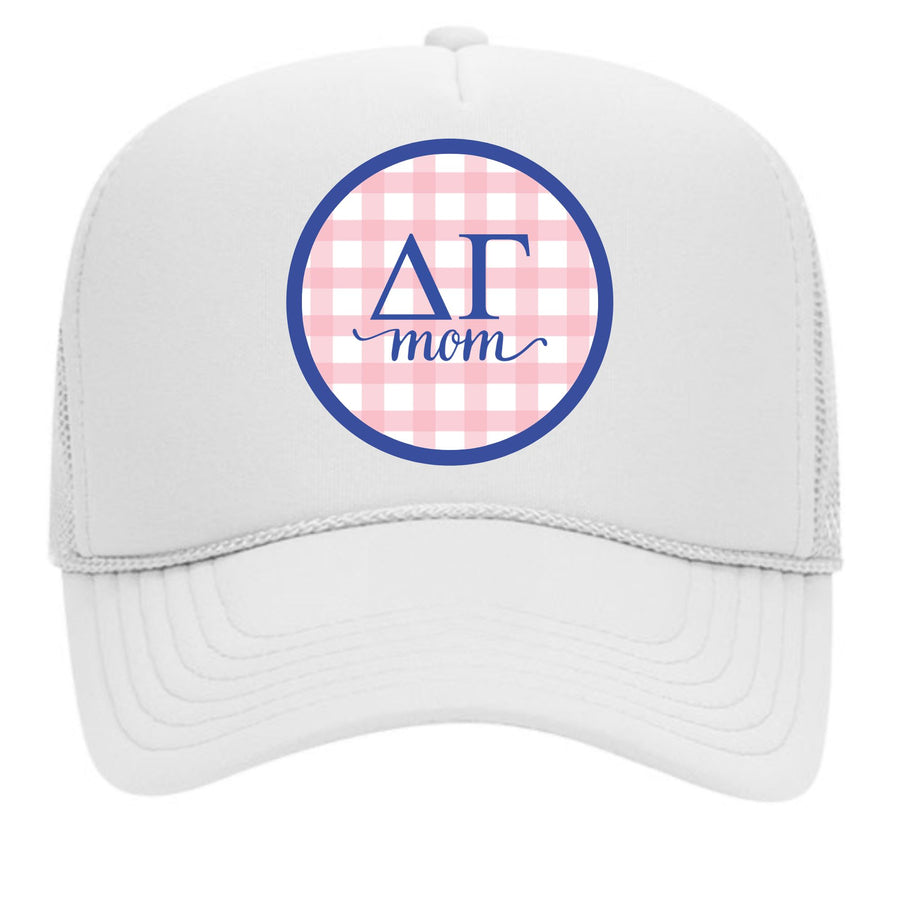 Sorority & Sorority Mom Greek Letter Hats with Gingham Design in Sorority Colors