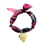 Delta Gamma - Scarf Necklace with Engraved Heart Charm