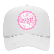 Sorority Greek Letter Hats with Scalloped Peony Design