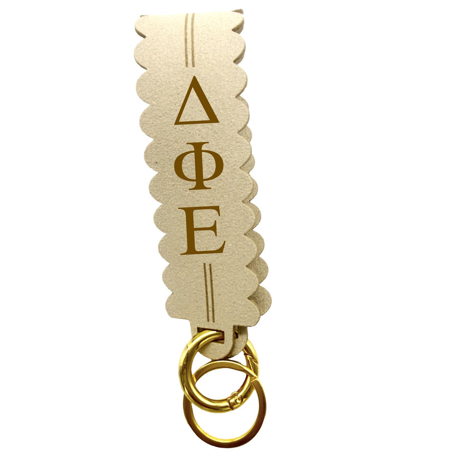 Sorority Greek Letter Faux Suede Wristlet Keychain