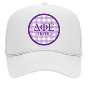 Alpha Chi Omega Alpha Chi Omega Sorority & Sorority Mom Greek Letter Hats with Gingham Design in Sorority Colors