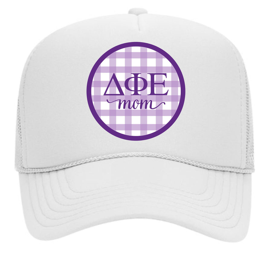 Alpha Chi Omega Alpha Chi Omega Sorority & Sorority Mom Greek Letter Hats with Gingham Design in Sorority Colors
