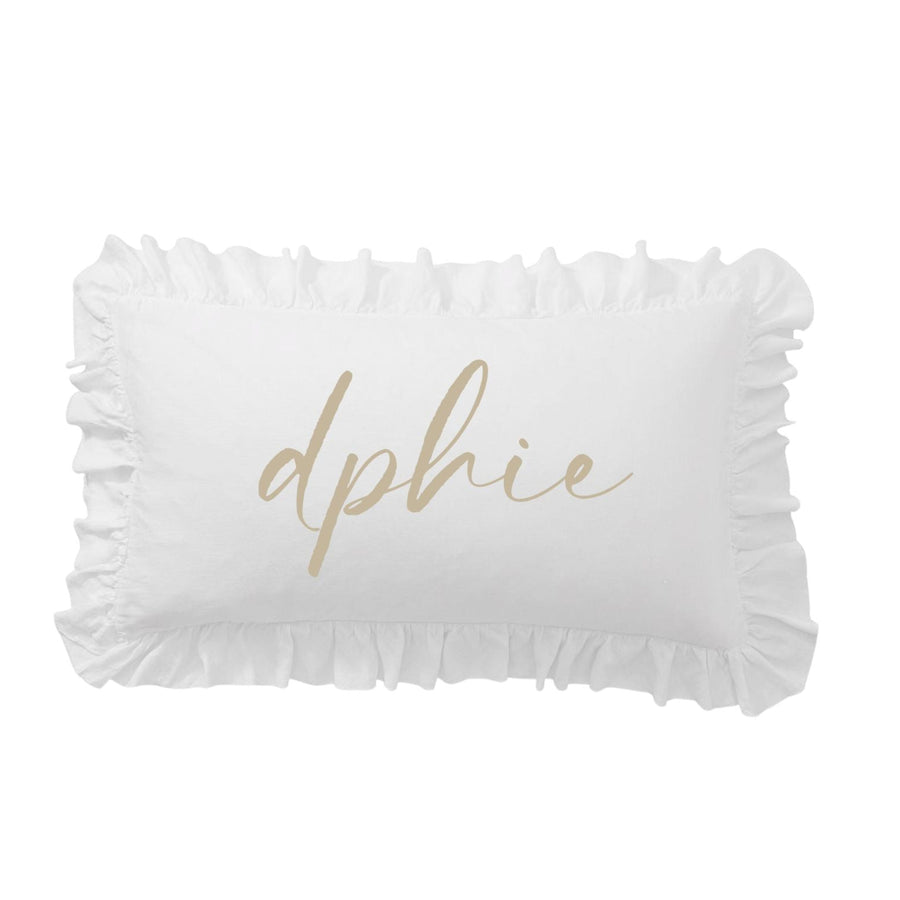 Sorority Script Nickname Scalloped Ruffle Pillow Cover