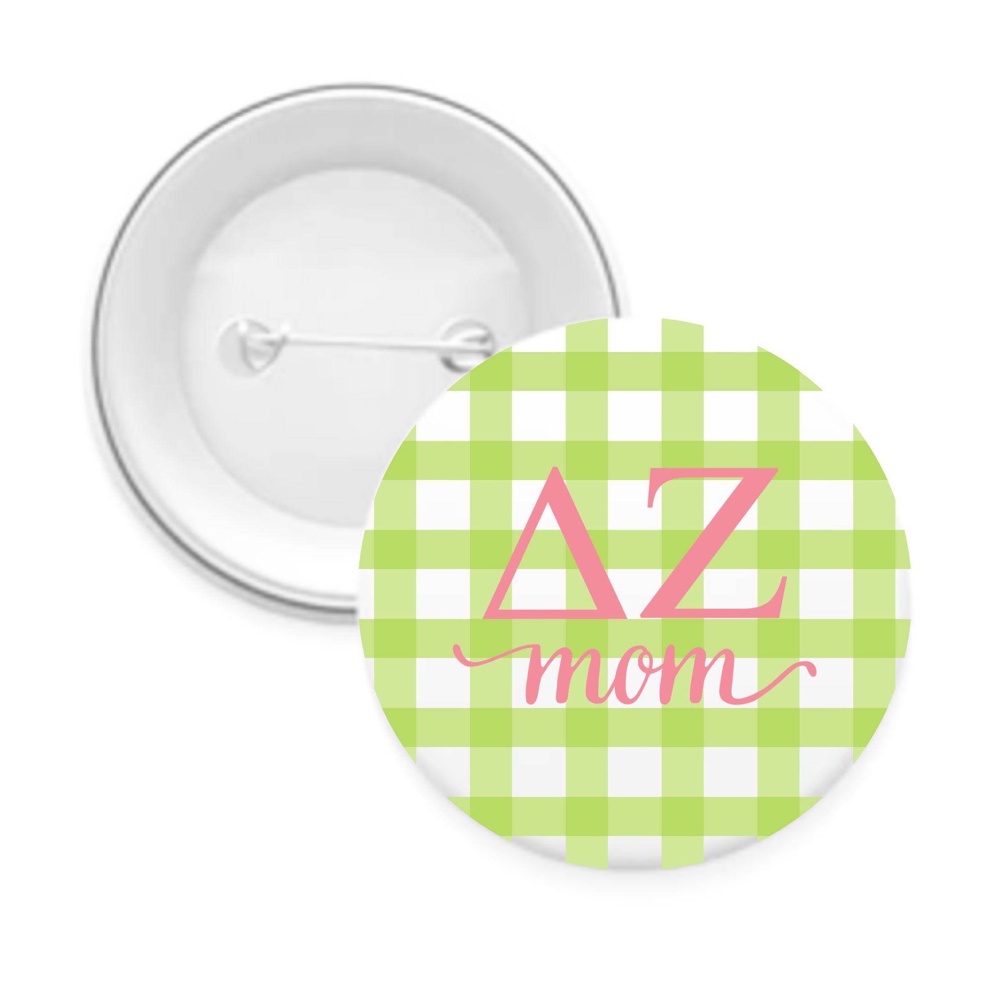 Sorority & Sorority Mom Greek Letter Gingham Buttons