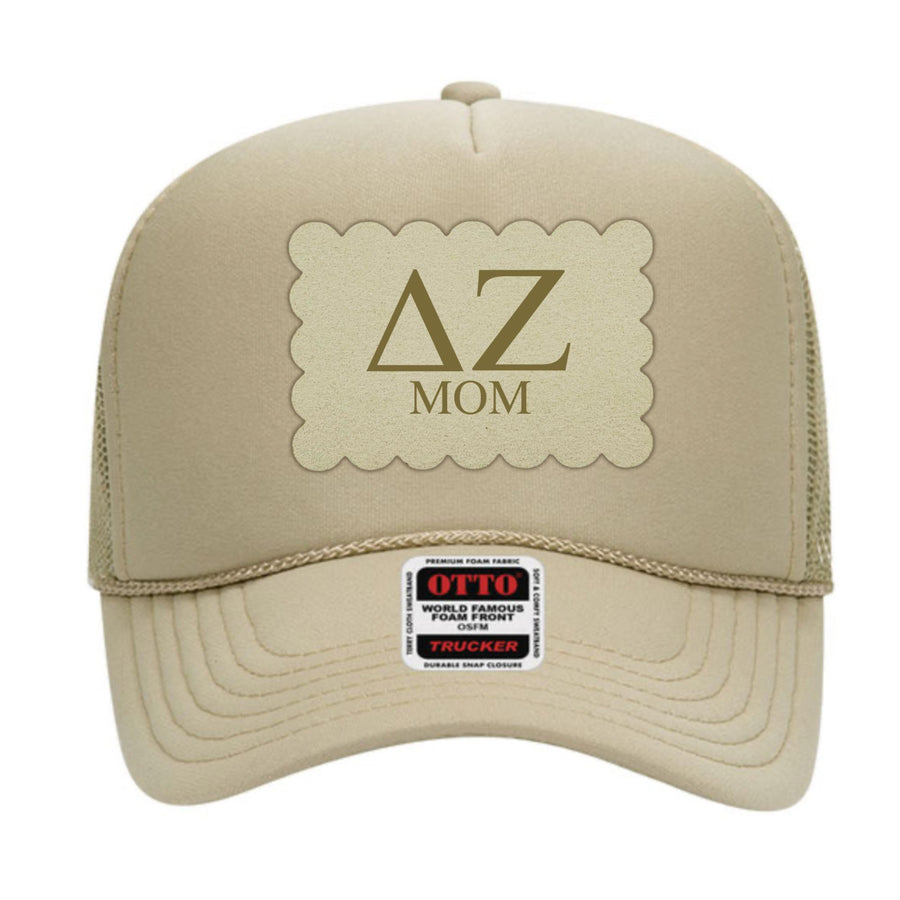 Sorority Trucker Hats with Scalloped Faux Suede Patch