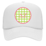Sorority & Sorority Mom Greek Letter Hats with Gingham Design in Sorority Colors