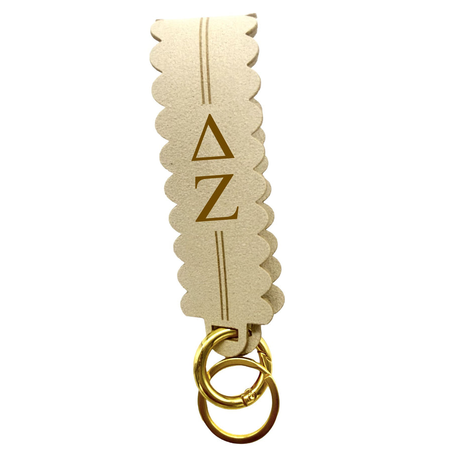 Sorority Greek Letter Faux Suede Wristlet Keychain
