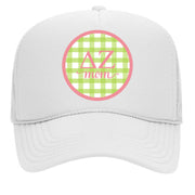 Sorority & Sorority Mom Greek Letter Hats with Gingham Design in Sorority Colors