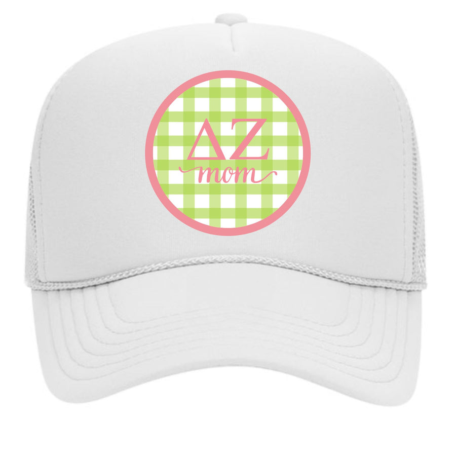 Sorority & Sorority Mom Greek Letter Hats with Gingham Design in Sorority Colors