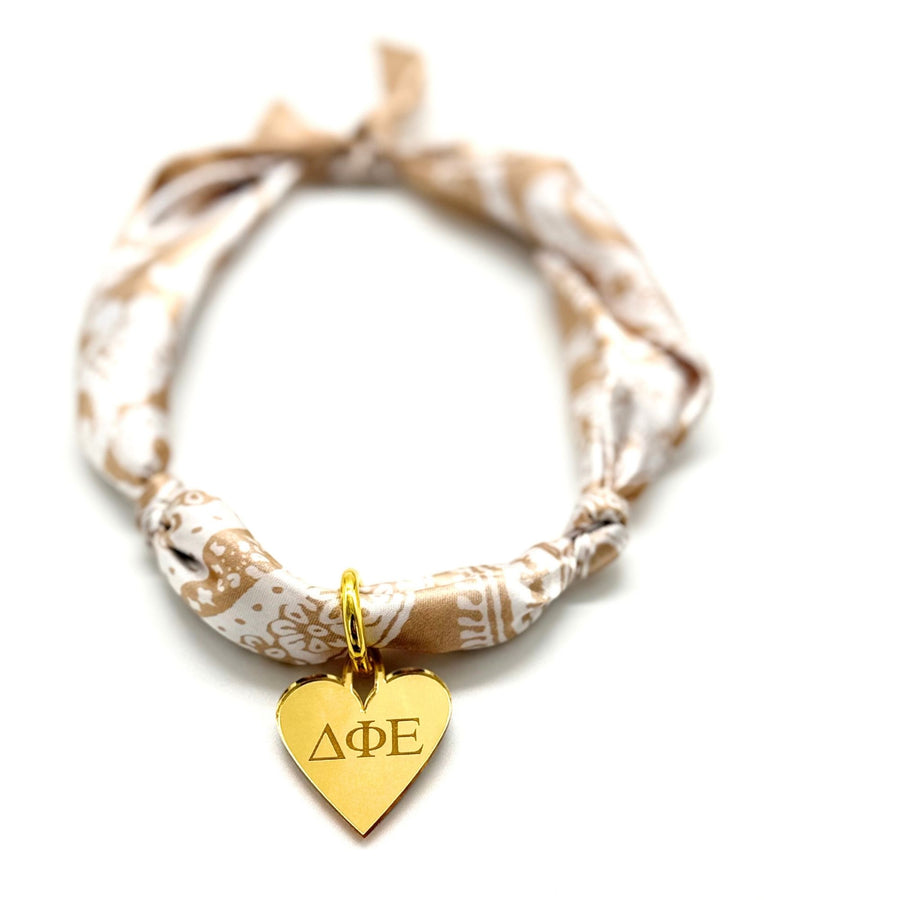 Delta Phi Epsilon  - Scarf Necklace with Engraved Heart Charm