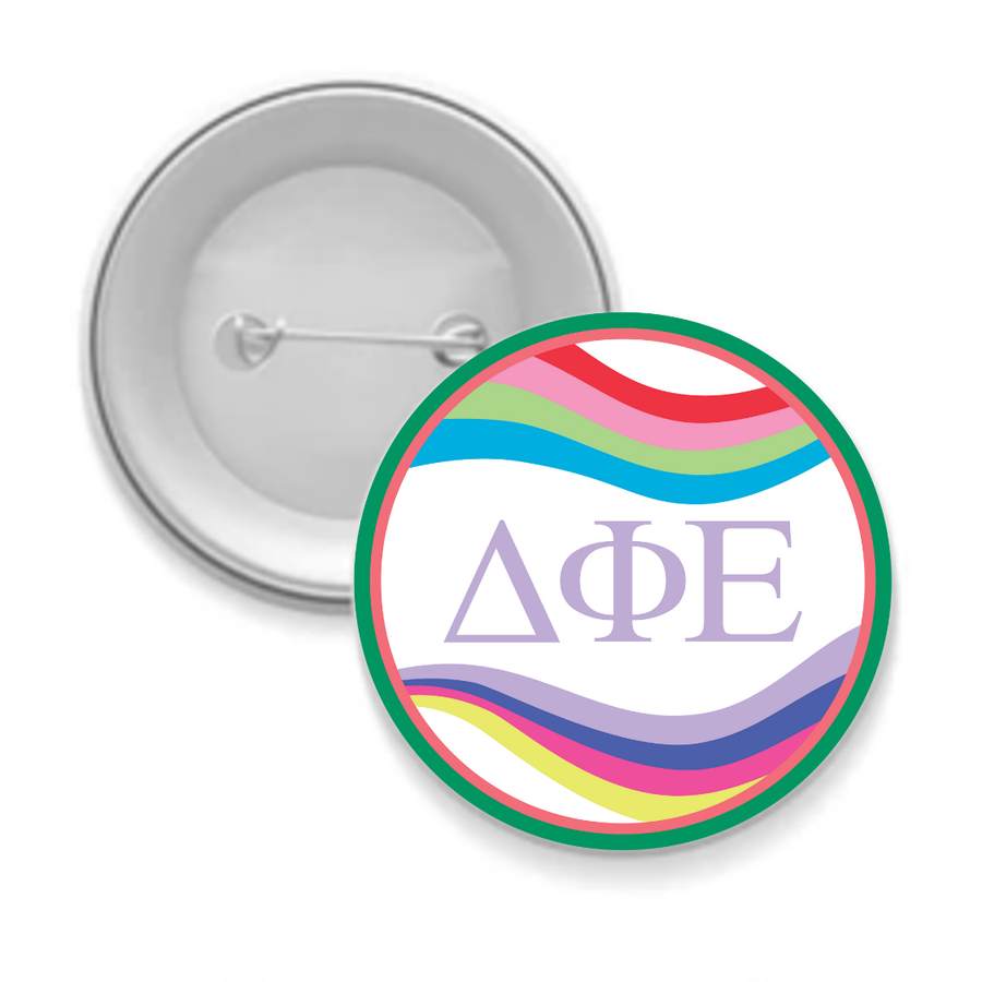 DPhiE - Sorority Button - Retro Wave Design