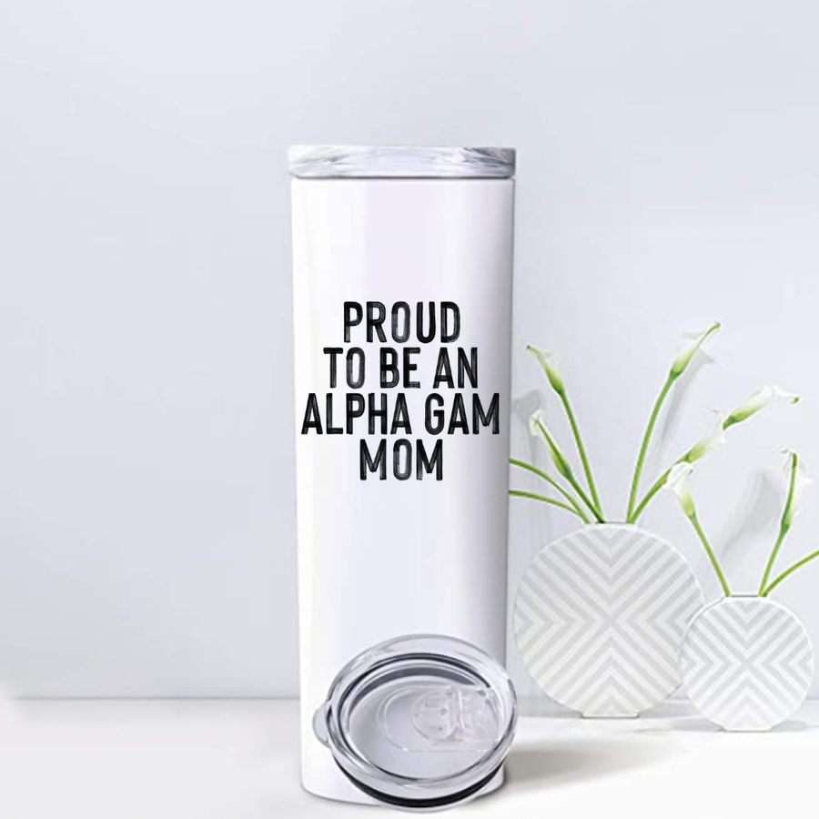 Alpha Gam - Sorority Mom Tumbler - Proud to Be Black & White