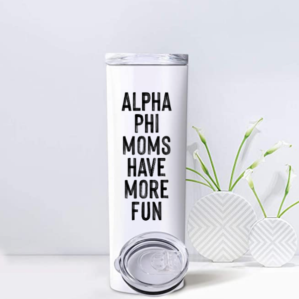 Alpha Phi - Sorority Mom Tumbler - More Fun Black & White
