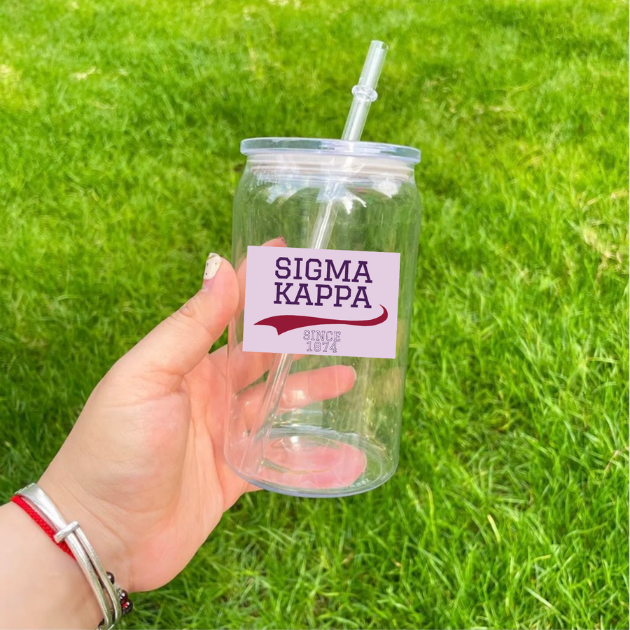 Sig Kap - Sorority Acrylic 16oz Lidded Cup w/ Straw-Collegiate Design