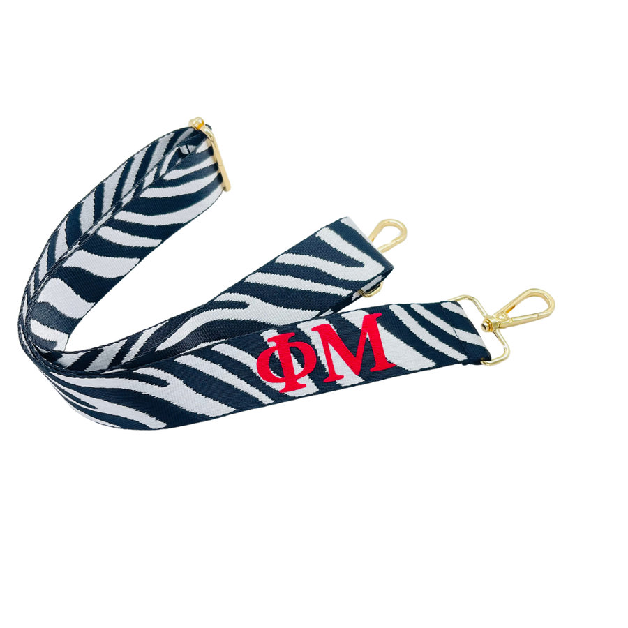 Phi Mu - Sorority Purse Strap (in Zebra)