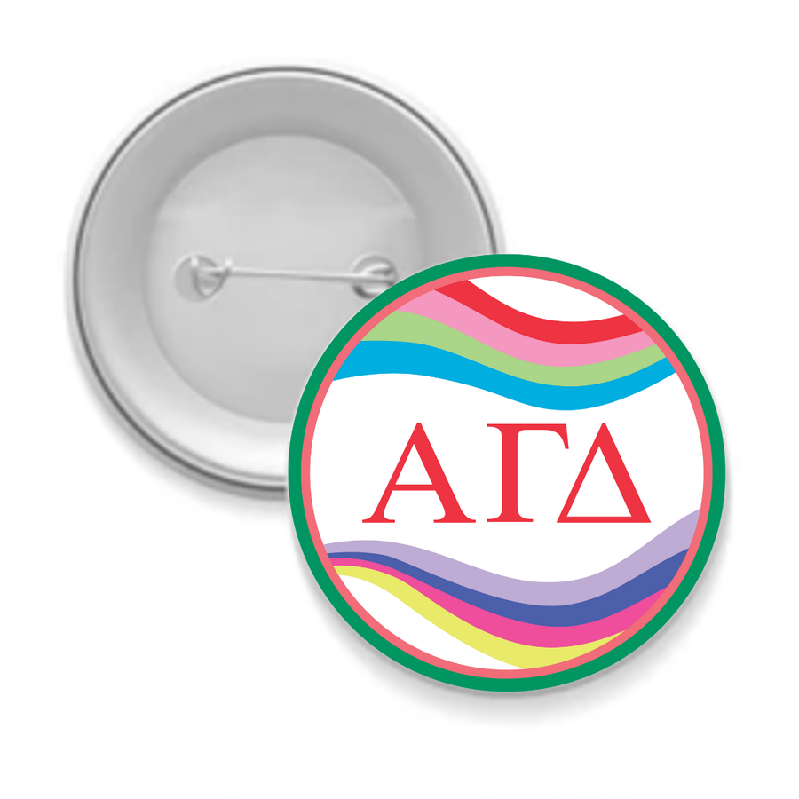 Alpha Gam - Sorority Button - Retro Wave Design