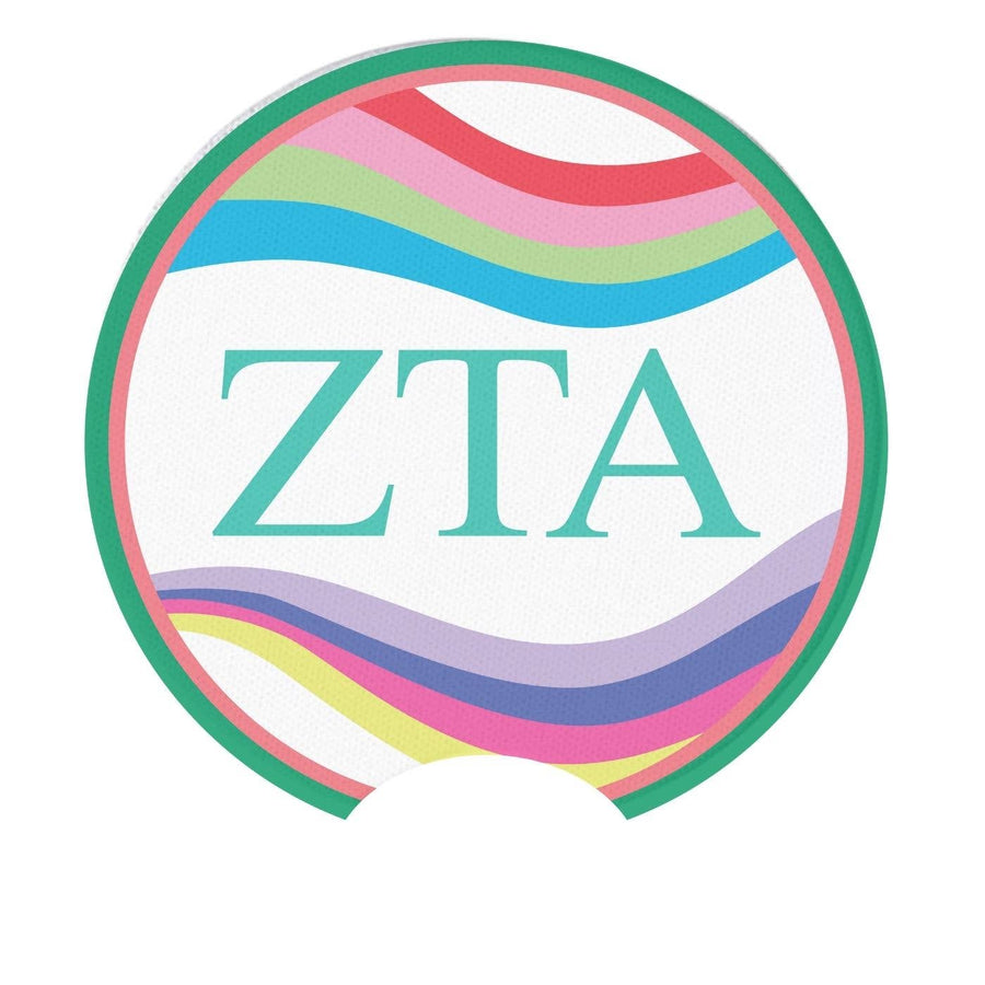 Zeta - Sorority Car Coasters - Retro Wave Design