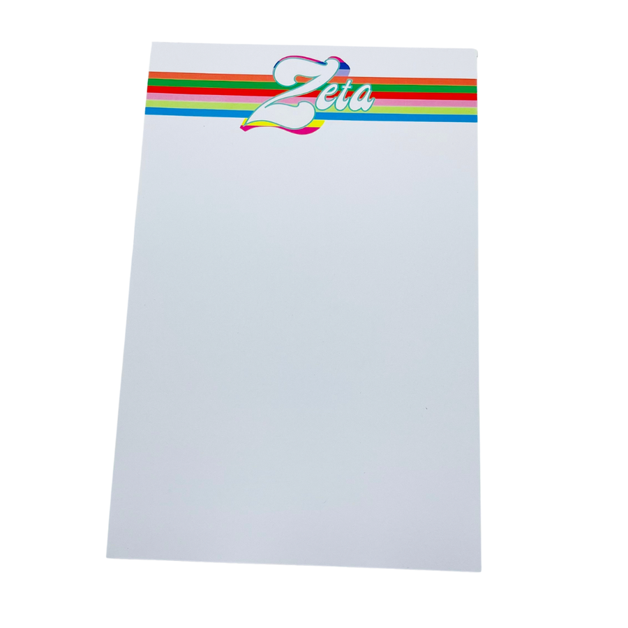 Zeta - Sorority Notepad - Retro Stripe Design