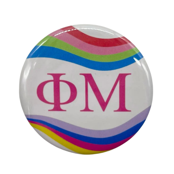 Phi Mu - Sorority Button - Retro Wave Design