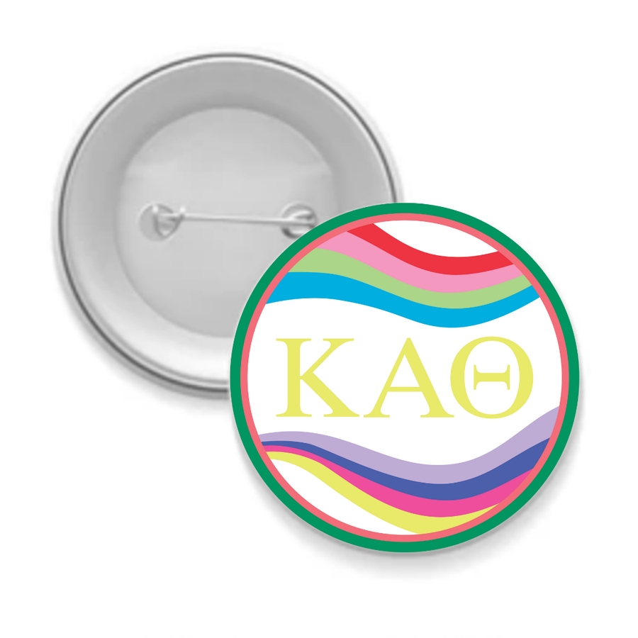 Theta - Sorority Button - Retro Wave Design