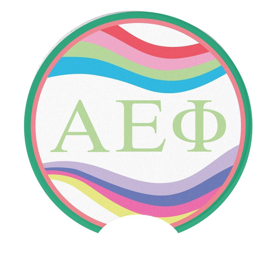 AEPhi - Sorority Car Coasters - Retro Wave Design