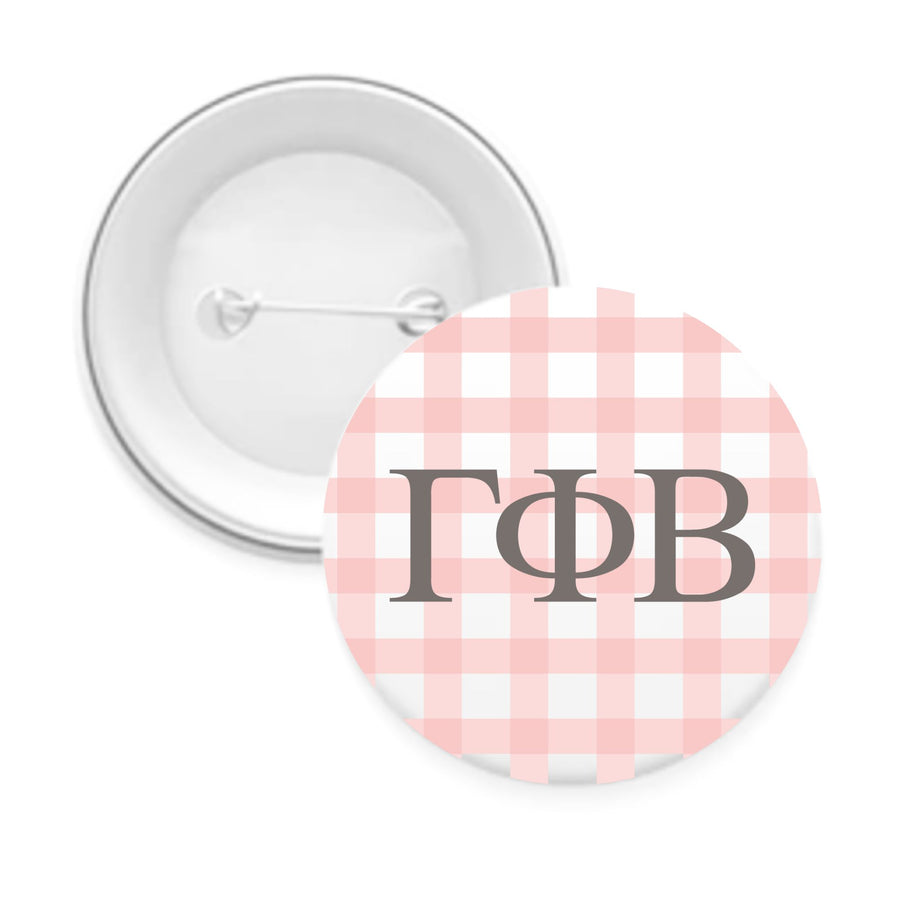 Sorority & Sorority Mom Greek Letter Gingham Buttons