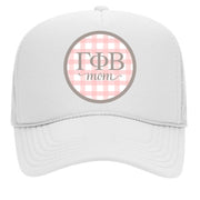 Sorority & Sorority Mom Greek Letter Hats with Gingham Design in Sorority Colors