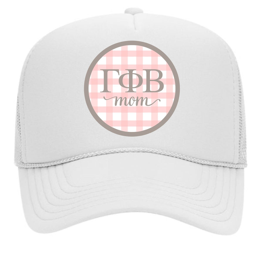 Sorority & Sorority Mom Greek Letter Hats with Gingham Design in Sorority Colors