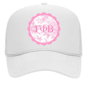 Sorority Greek Letter Hats with Scalloped Peony Design