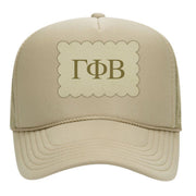 Sorority Trucker Hats with Scalloped Faux Suede Patch