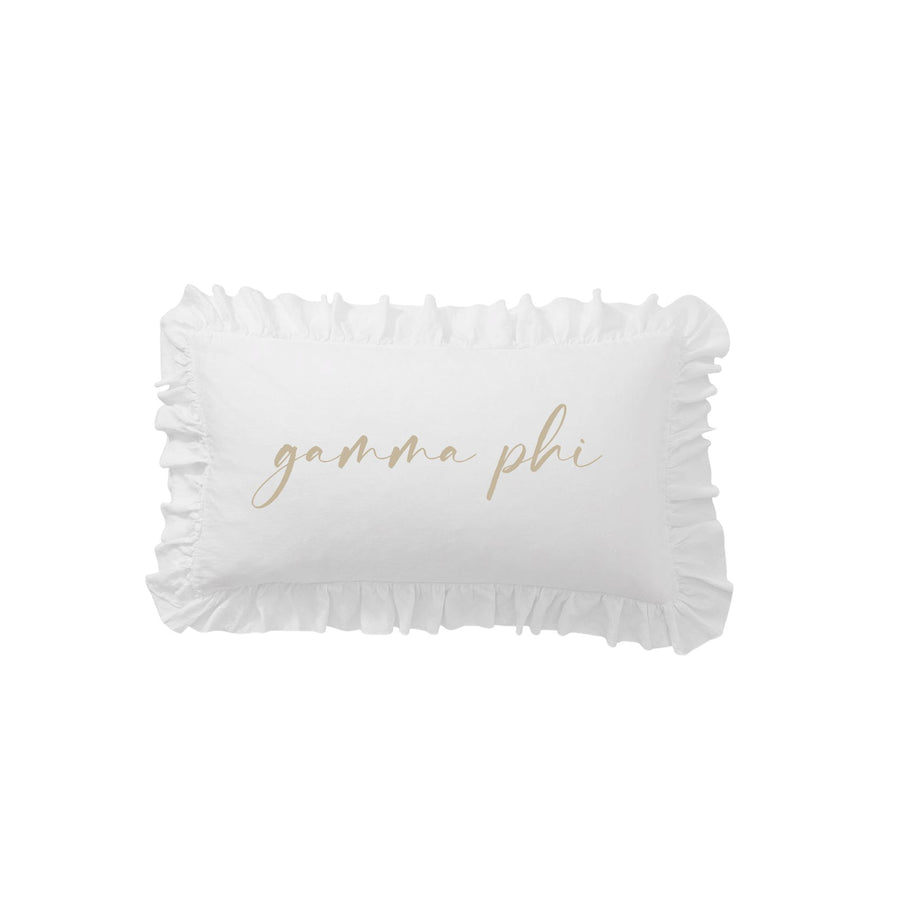 Sorority Script Nickname Scalloped Ruffle Pillow Cover