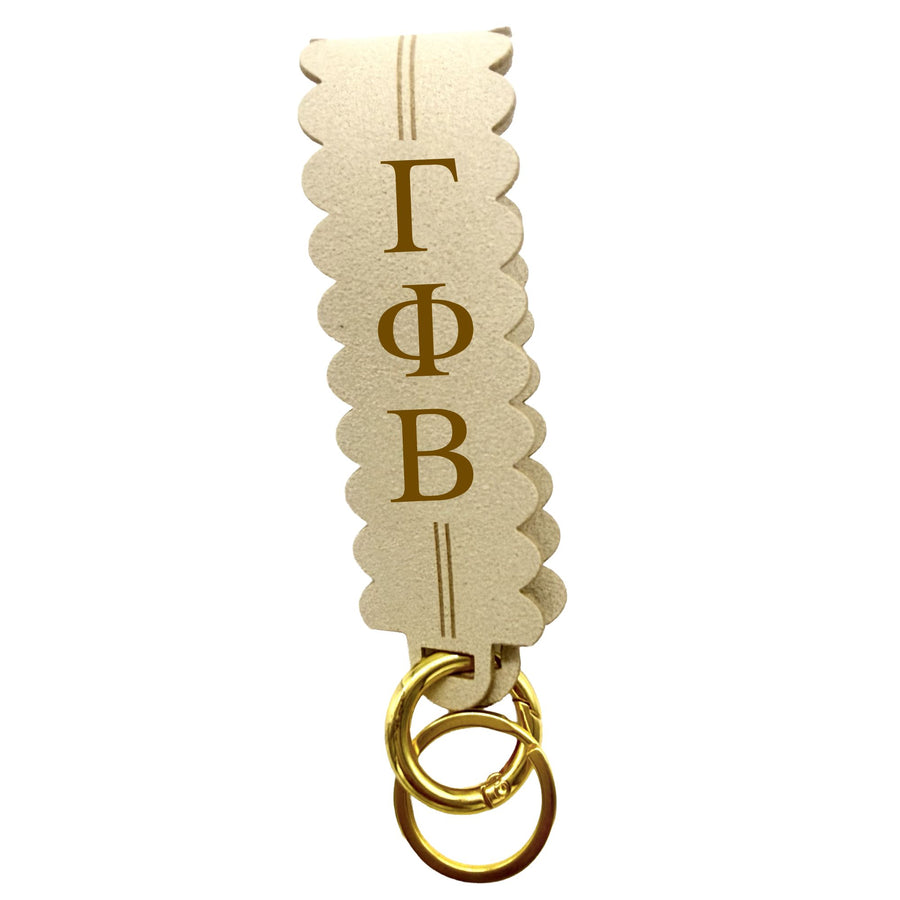 Sorority Greek Letter Faux Suede Wristlet Keychain
