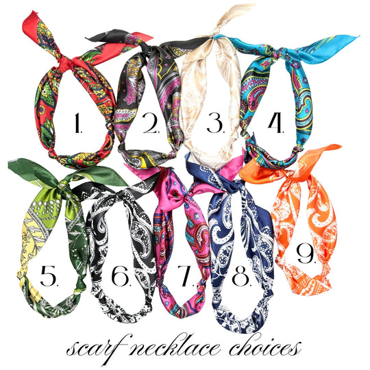 Alpha Delta Pi - Scarf Necklace with Engraved Heart Charm