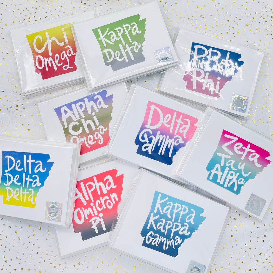 Sorority Arkansas Notecard Set - Ombre