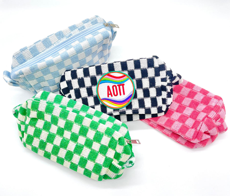Checkered Cosmetic Bag with Sorority Patch