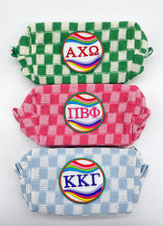 Checkered Cosmetic Bag with Sorority Patch
