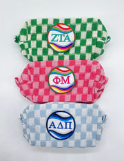 Checkered Cosmetic Bag with Sorority Patch